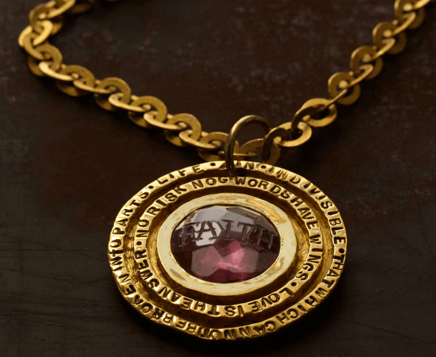 Ladies Aurora Lopes Mejia Jewelry Necklace Red Stone