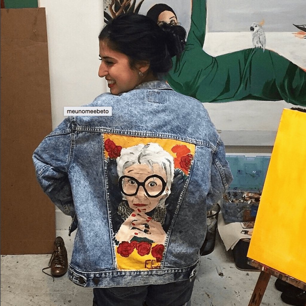 Shop Ladies Fernanda Feher Denim Jackets Customized Iris Apfel