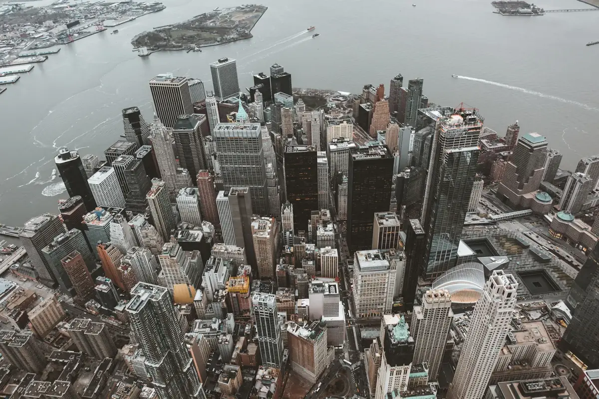 Downtown Manhattan and Financial District (FiDi) seen from above